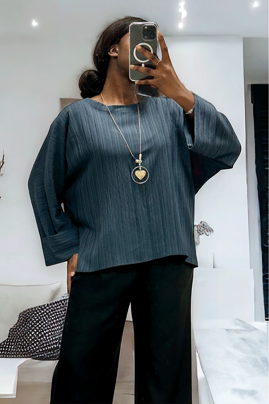 Oversize navy tuniek in een prachtig vallend materiaal - 1