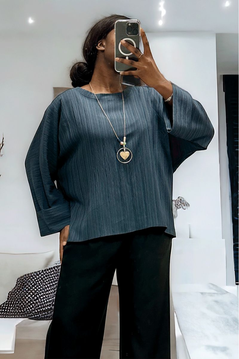 Over size navy tunic in a beautiful falling material - 1