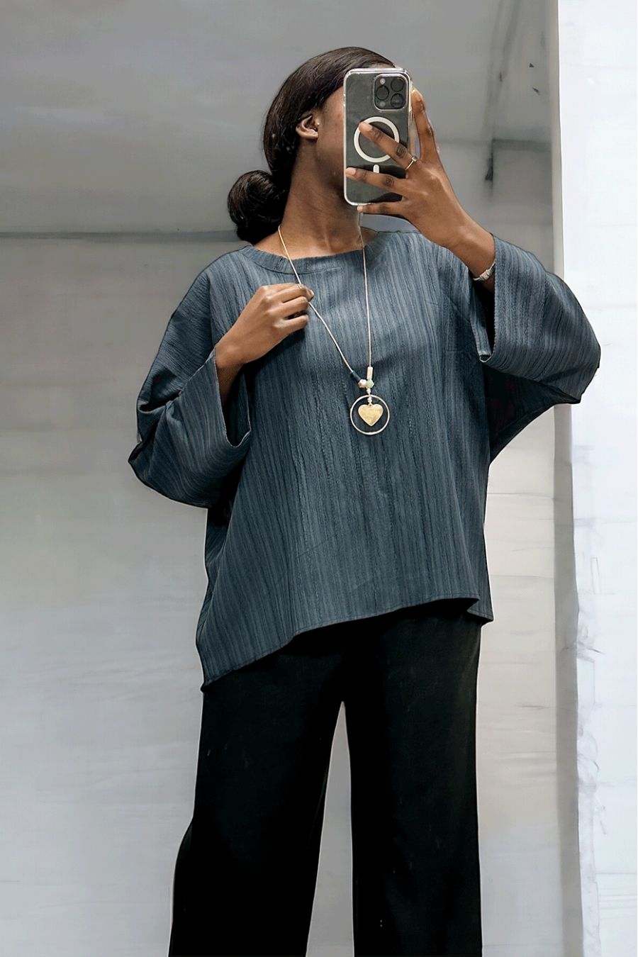 Over size navy tunic in a beautiful falling material - 2