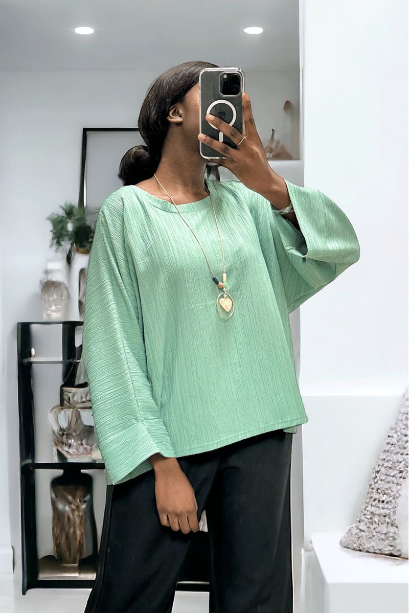 Over size sea green tunic in a beautiful falling material - 1