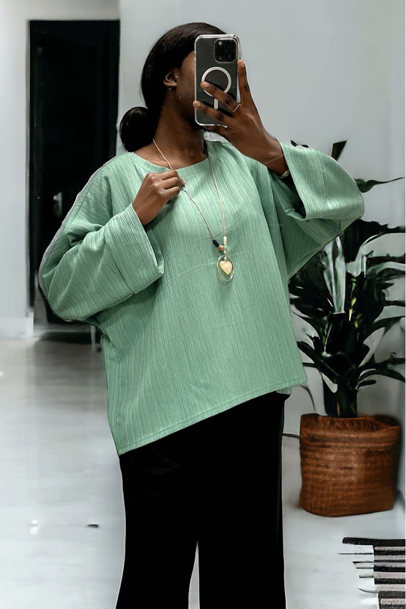 Over size sea green tunic in a beautiful falling material - 2
