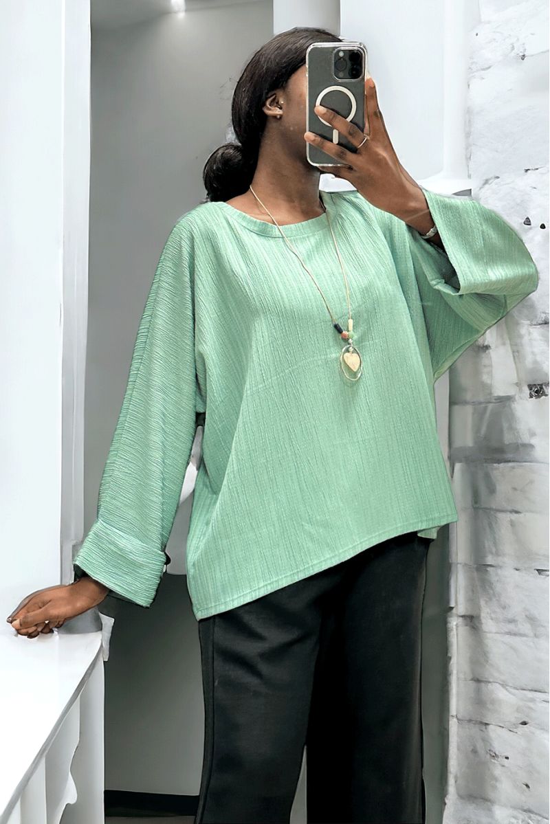 Over size sea green tunic in a beautiful falling material - 3