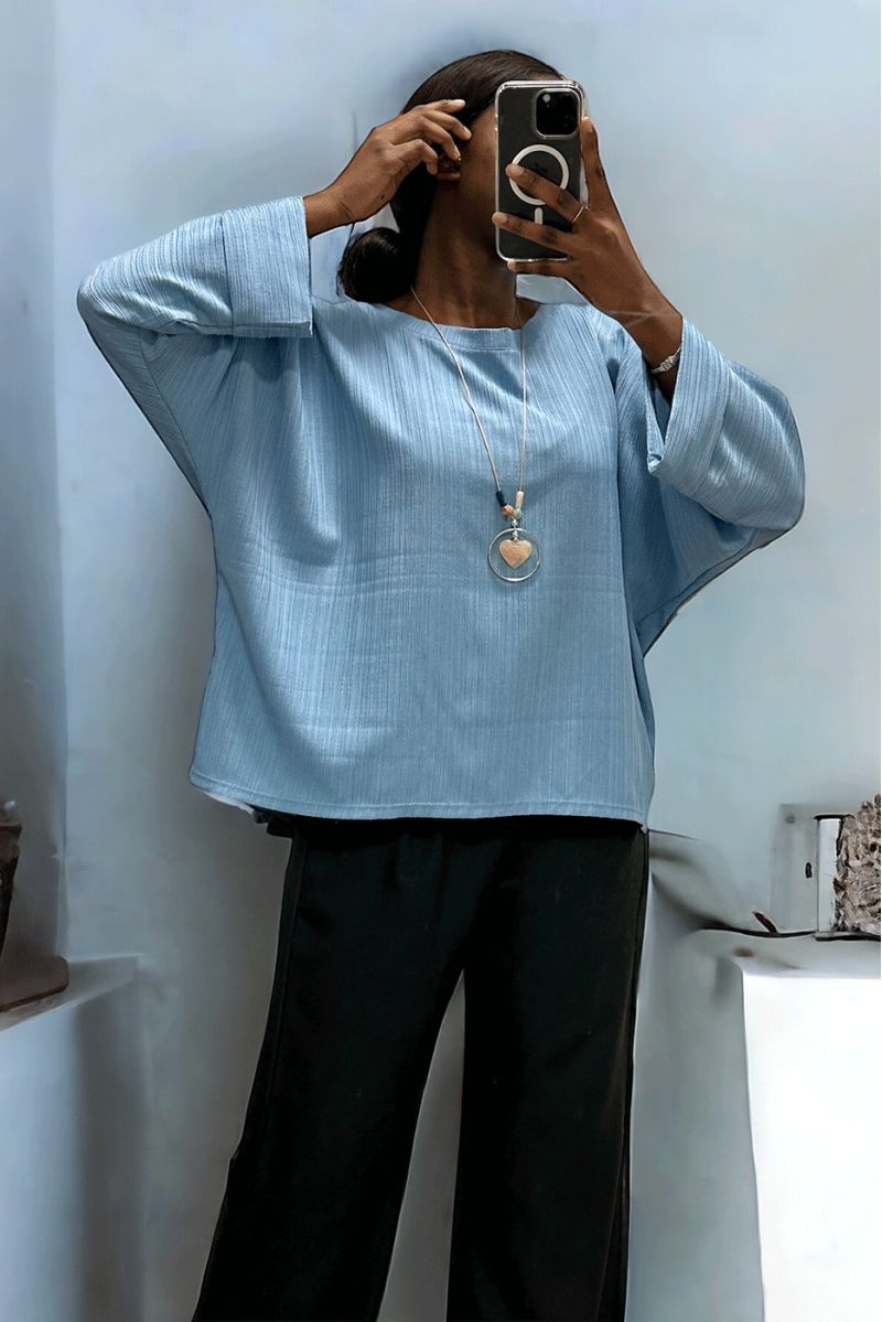 Over size turquoise tunic in a beautiful falling material - 1