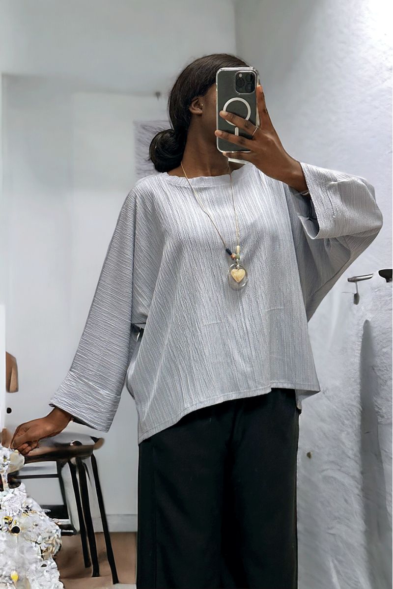 Over size gray tunic in a beautiful falling material - 2