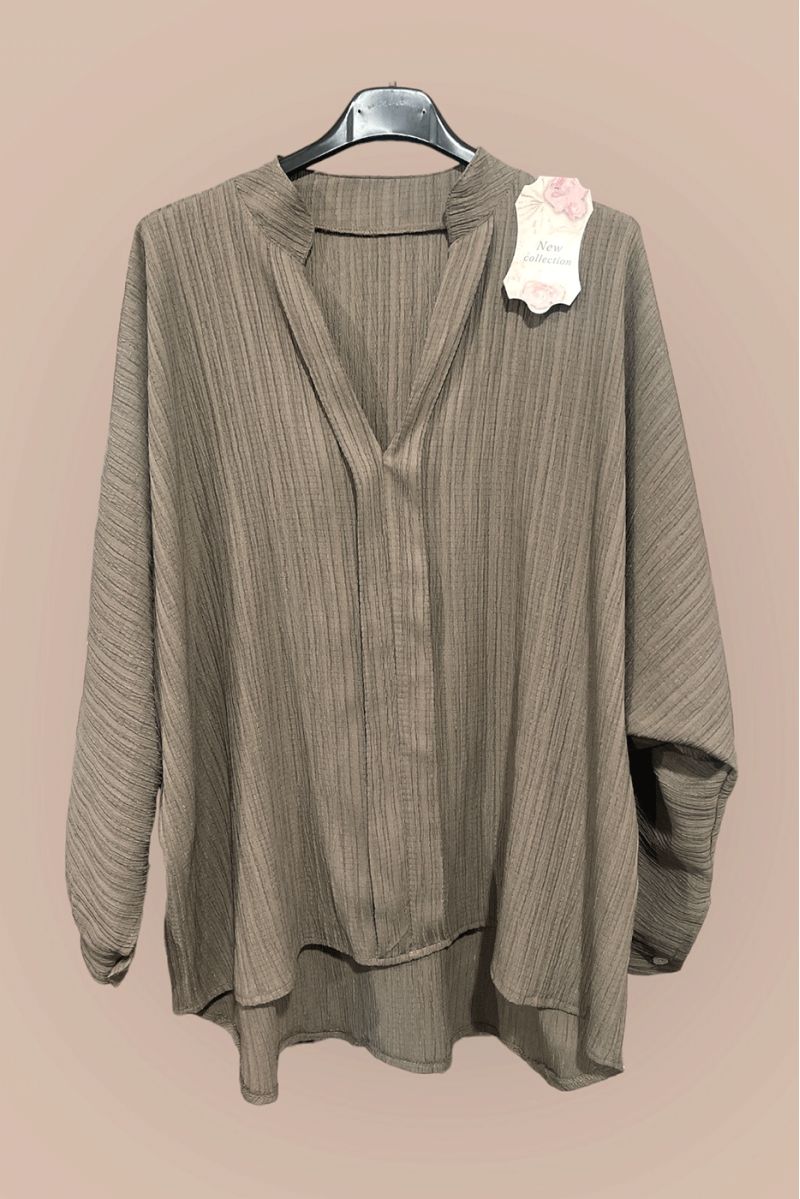 Oversized taupe blouse in a beautiful falling material - 1