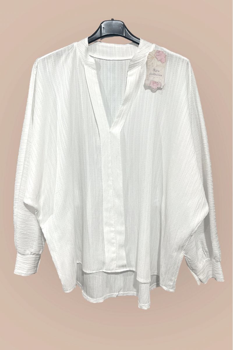 Oversized white blouse in a beautiful falling material - 1