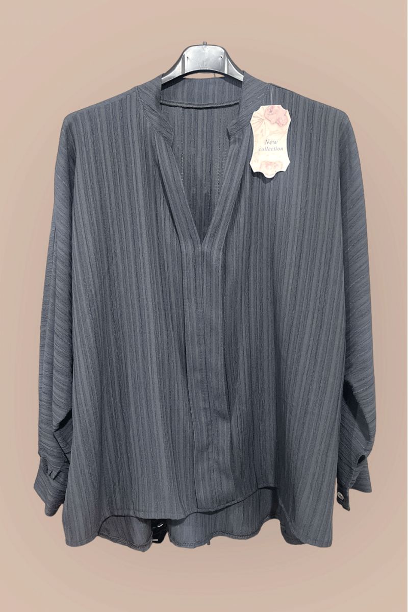 Oversized navy blouse in a beautiful falling material - 1