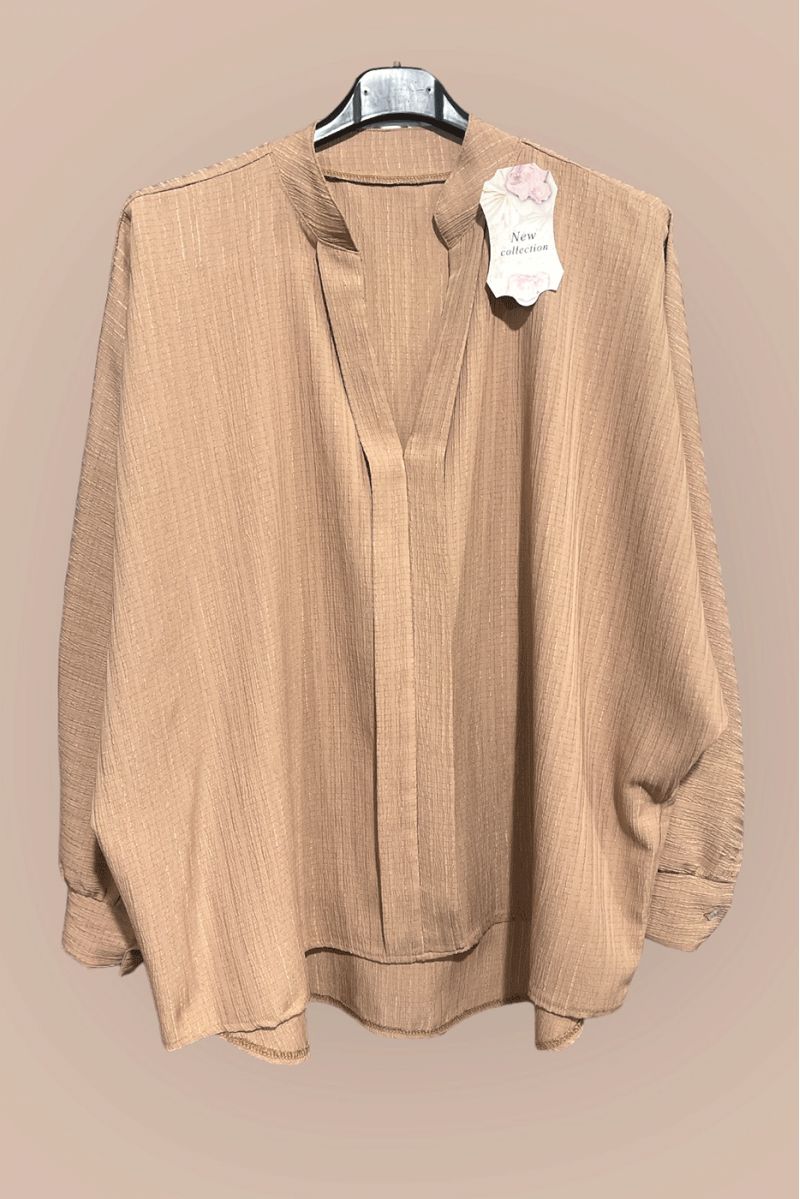 Oversized camel blouse in een prachtig vallend materiaal - 1