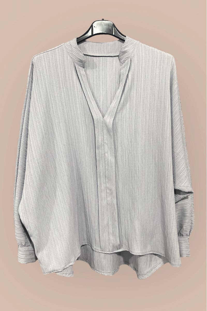 Oversized grijze blouse in een prachtig vallend materiaal - 1