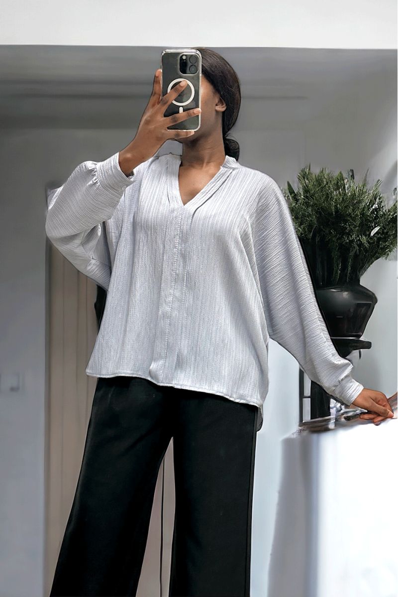Oversized grijze blouse in een prachtig vallend materiaal - 3