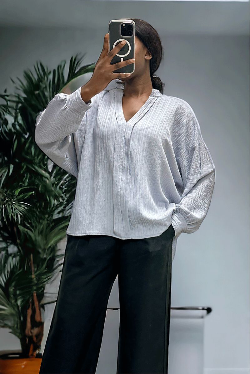 Oversized grijze blouse in een prachtig vallend materiaal - 4