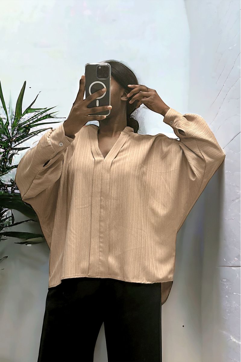 Oversized camel blouse in a beautiful falling material - 3