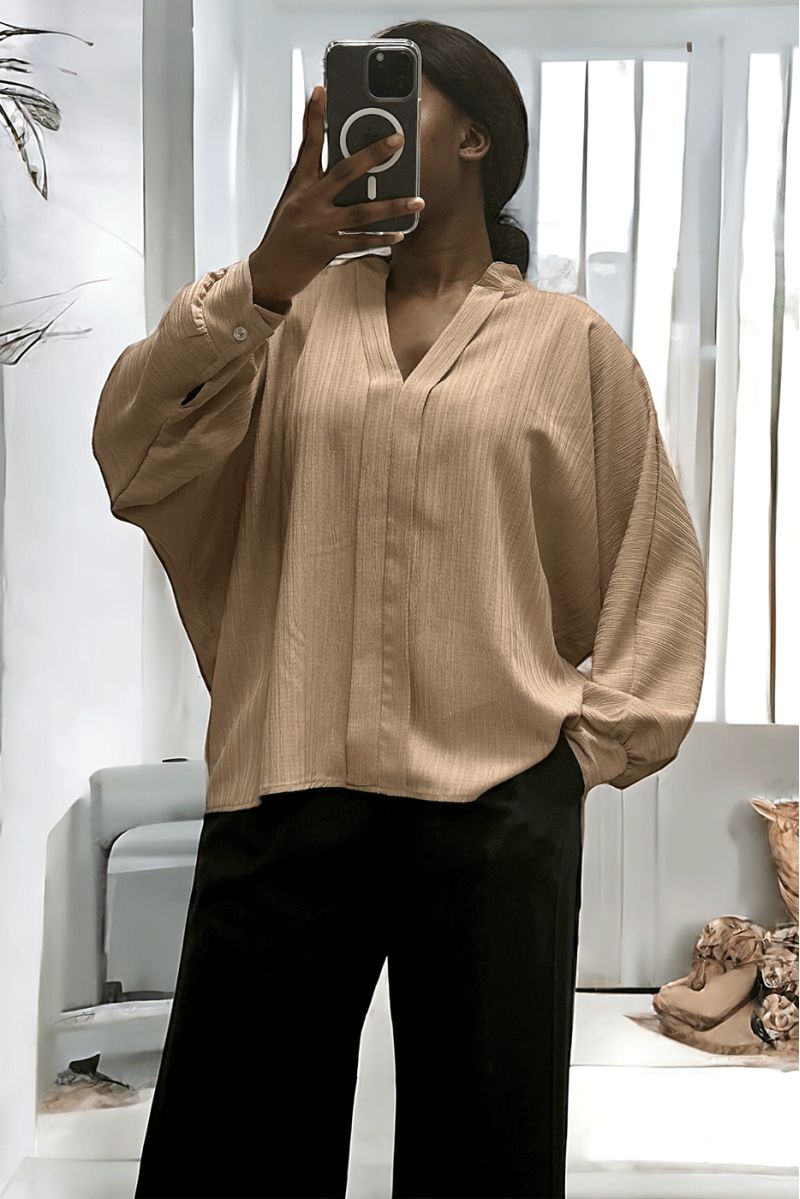 Oversized camel blouse in a beautiful falling material - 4