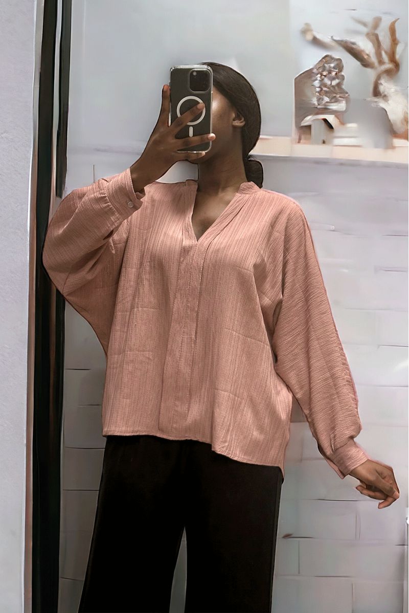 Oversized roze blouse in een prachtig vallend materiaal - 3