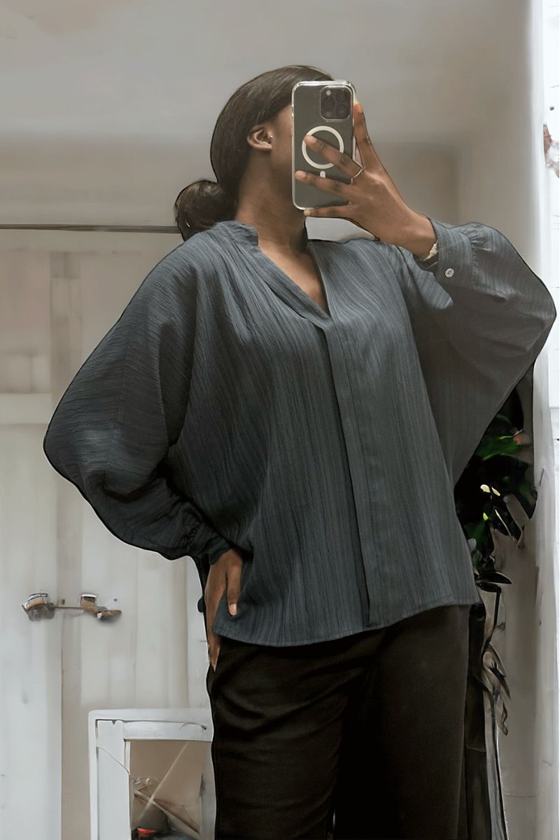 Oversized navy blouse in a beautiful falling material - 2
