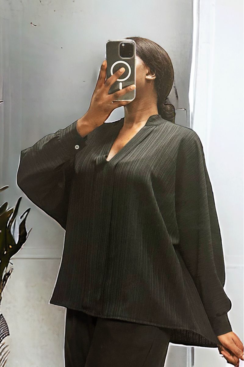 Oversized black blouse in a beautiful falling material - 2