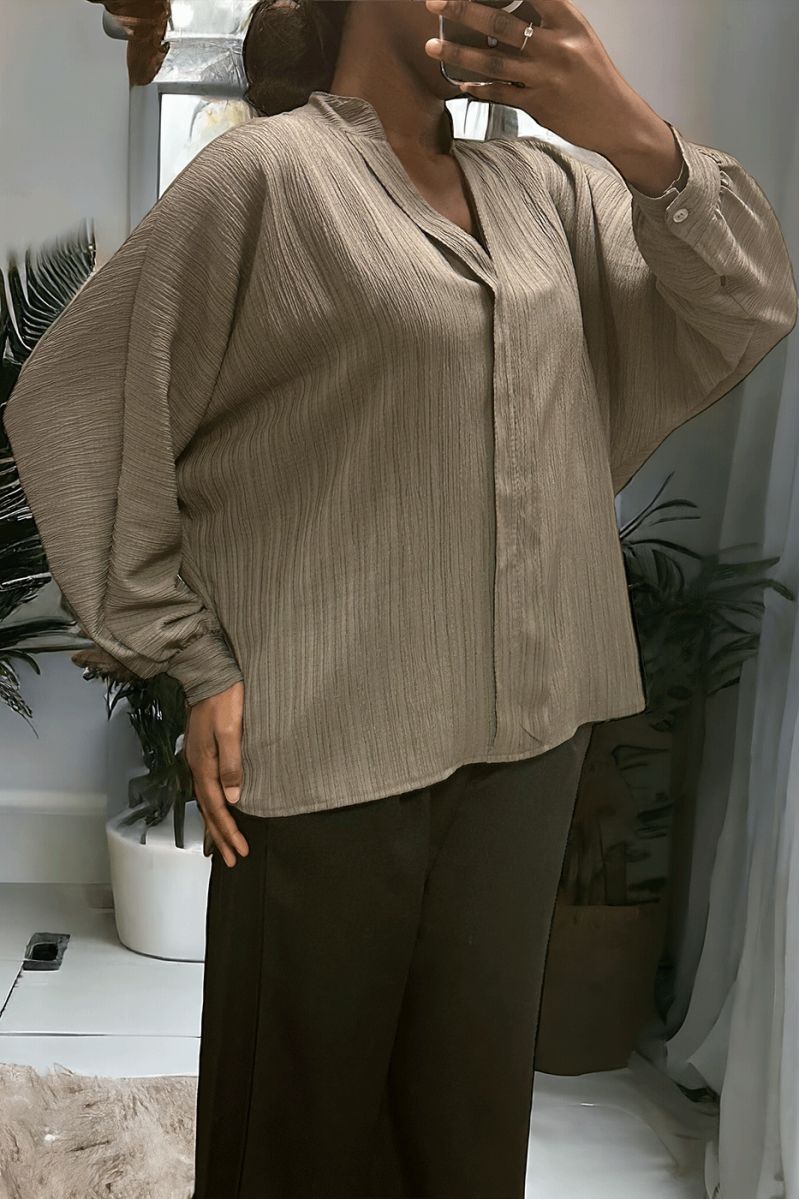 Oversized taupe blouse in a beautiful falling material - 4
