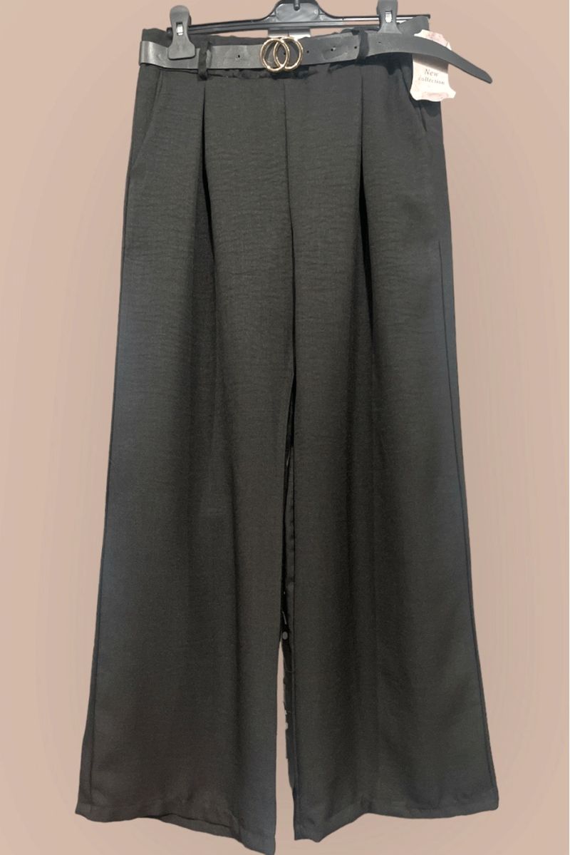 Palazzo pants with pockets and belt - 1