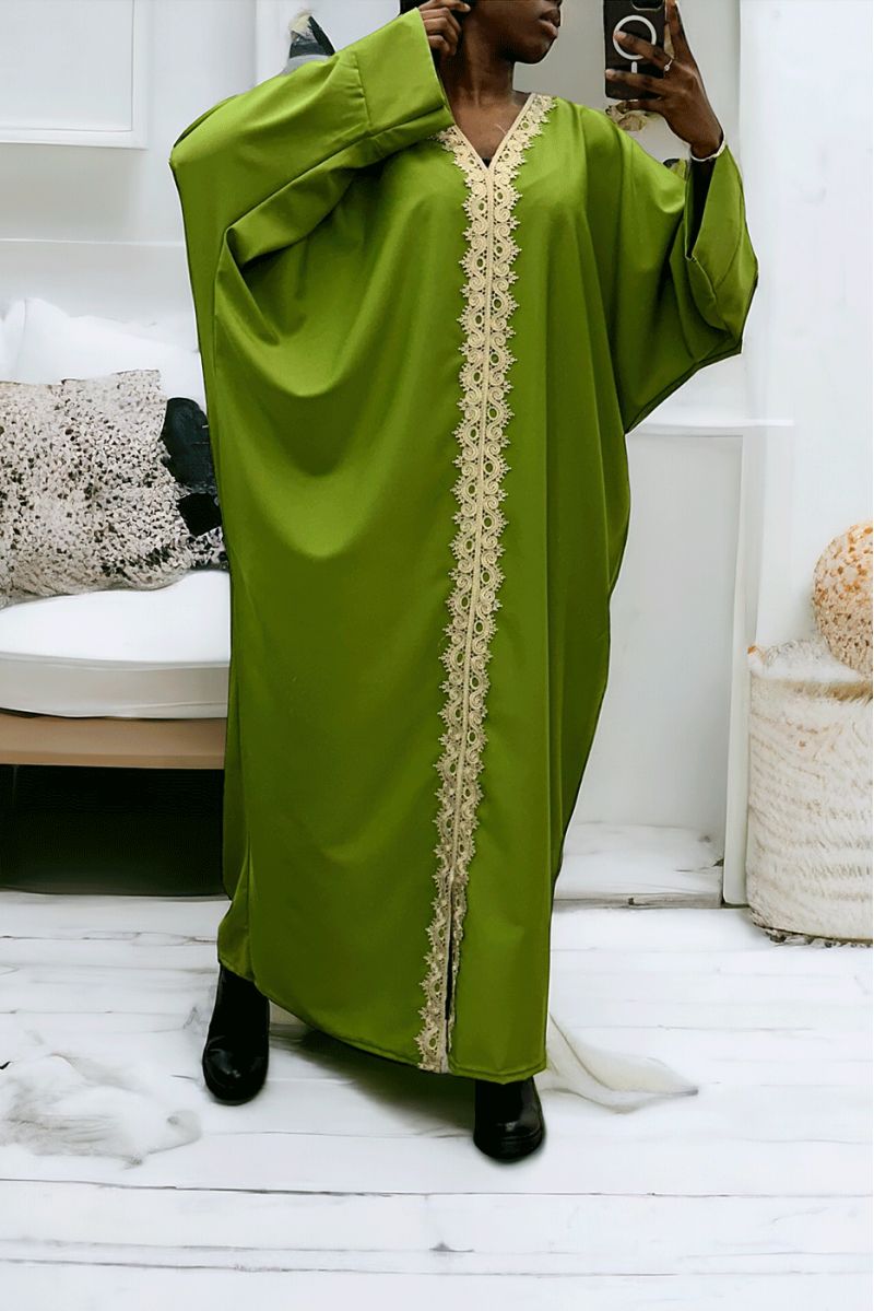 Abaya anise over size (36-52) with sublime lace over the entire length - 3