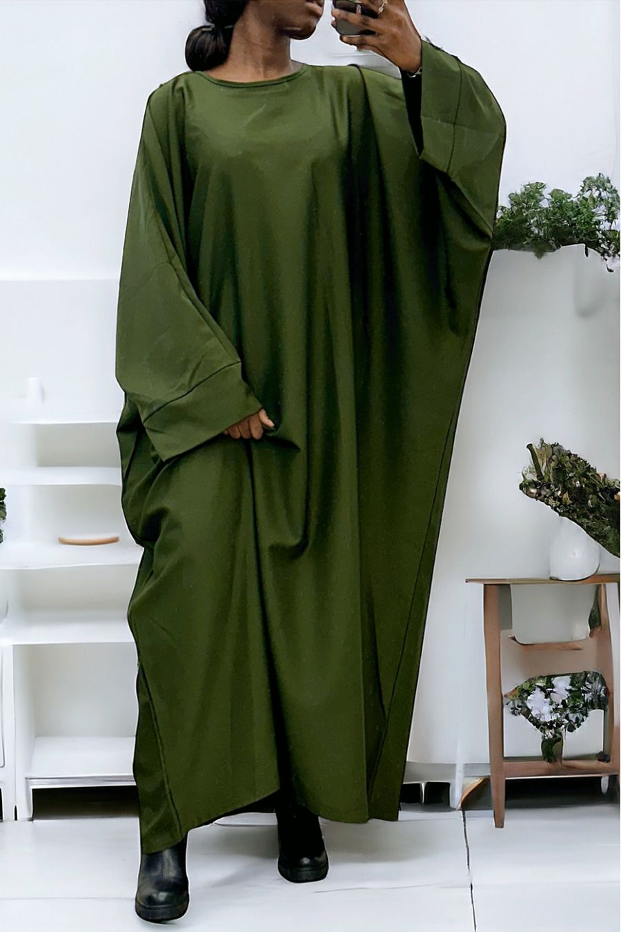 Abaya kaki over size (36-52) coupe kimono - 3