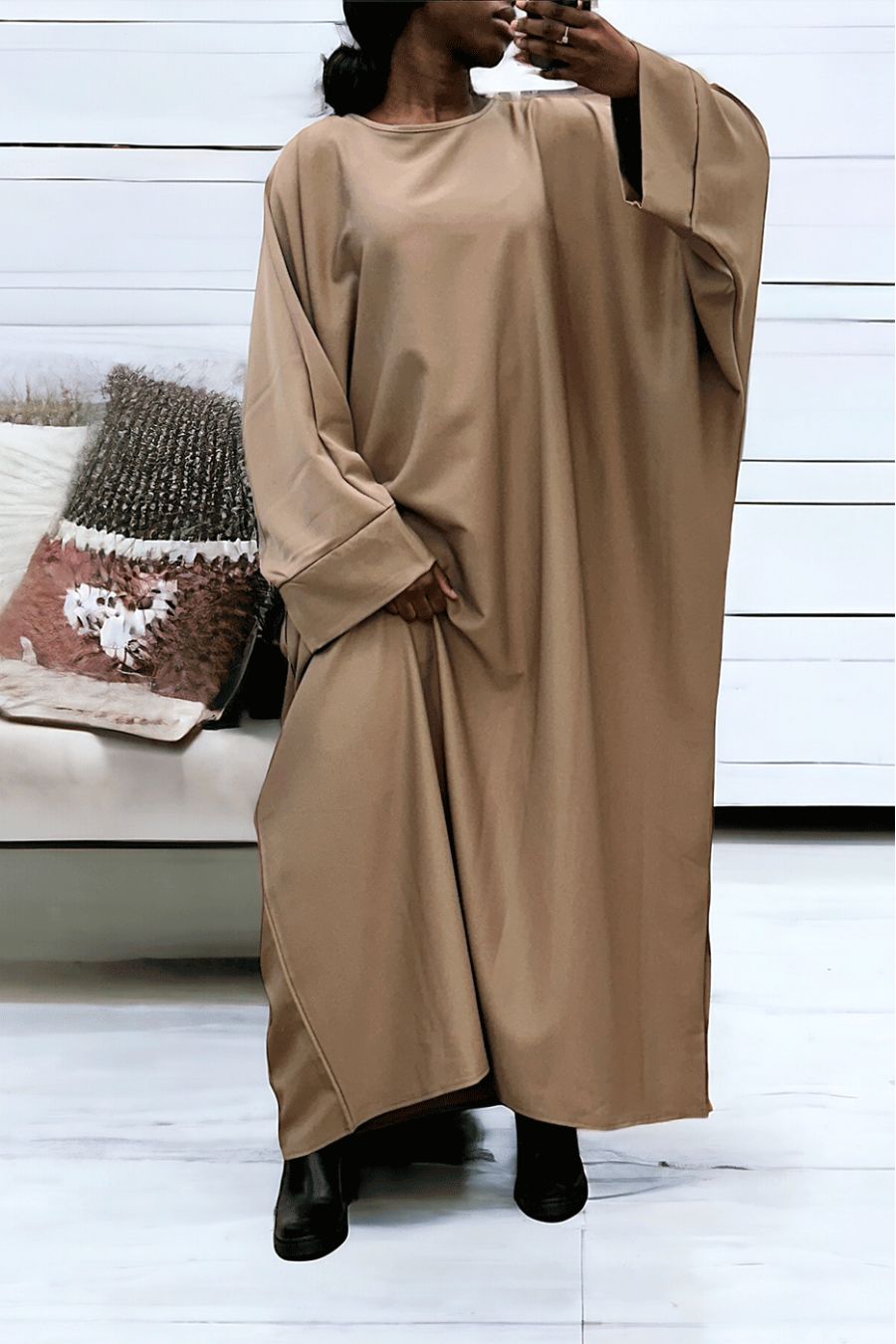 Abaya camel over size (36-52) coupe kimono