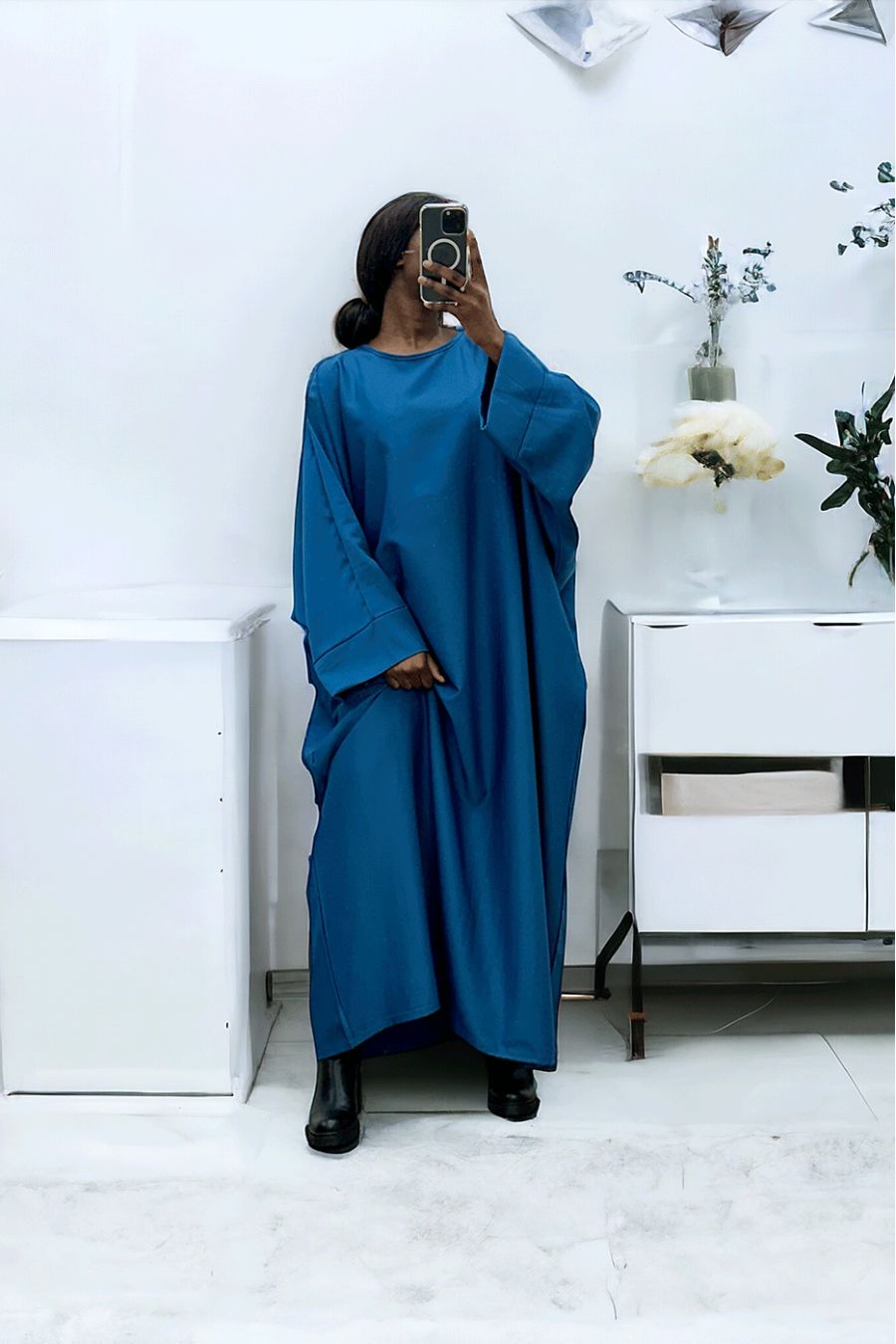 Abaya bleu over size (36-52) coupe kimono