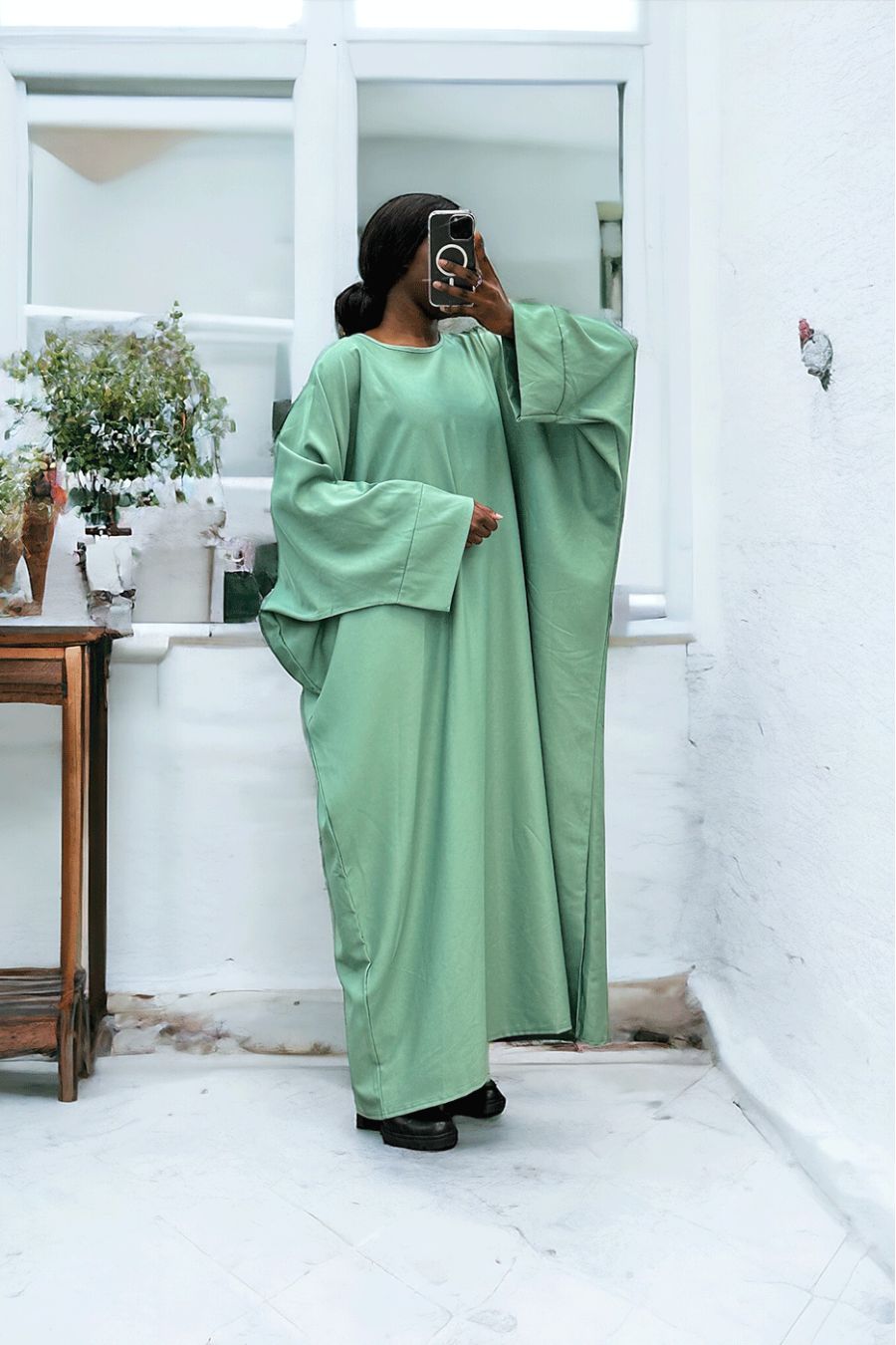 Watergroene abaya overmaat (36-52) kimono snit - 1