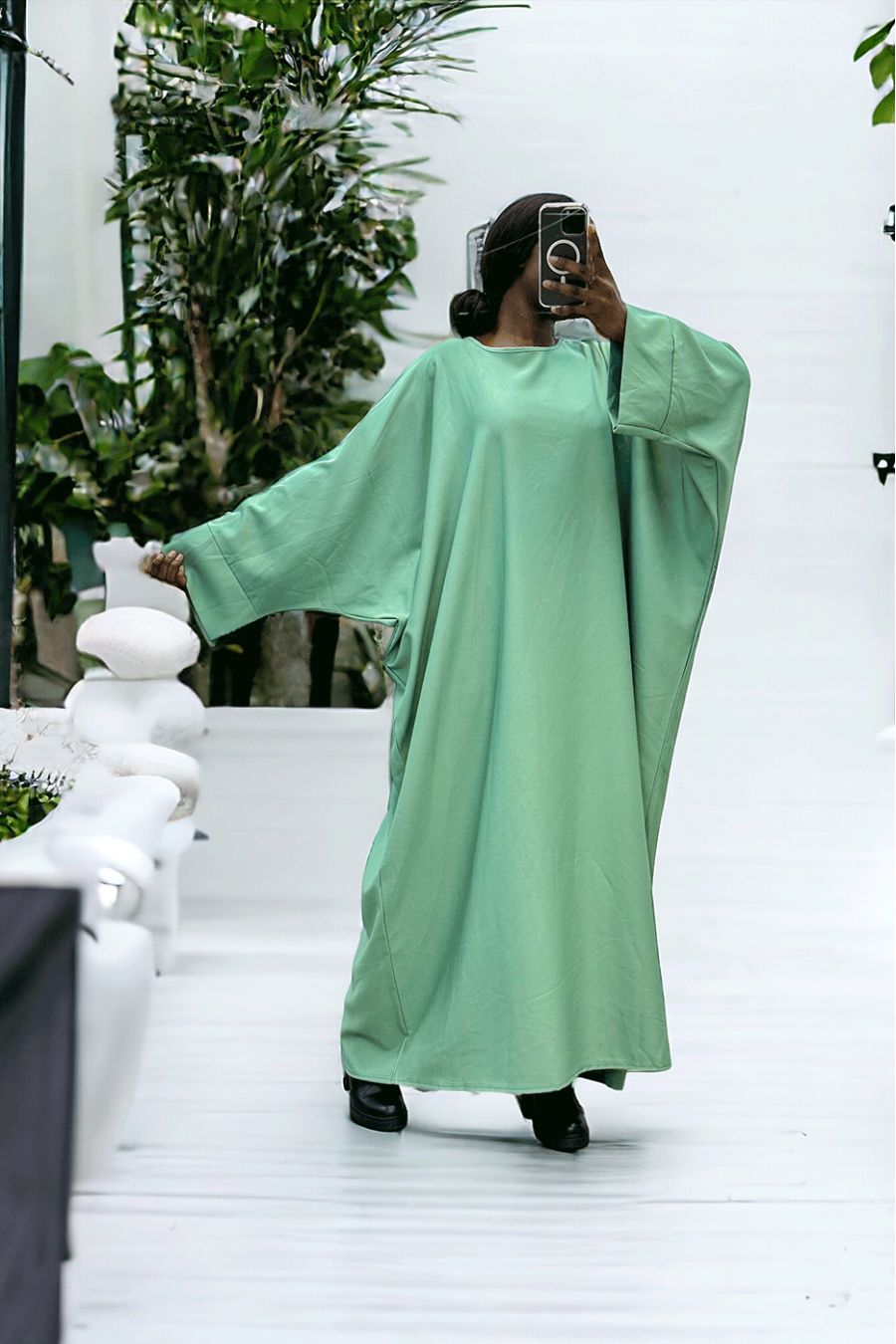 Abaya vert d'eau over size (36-52) coupe kimono