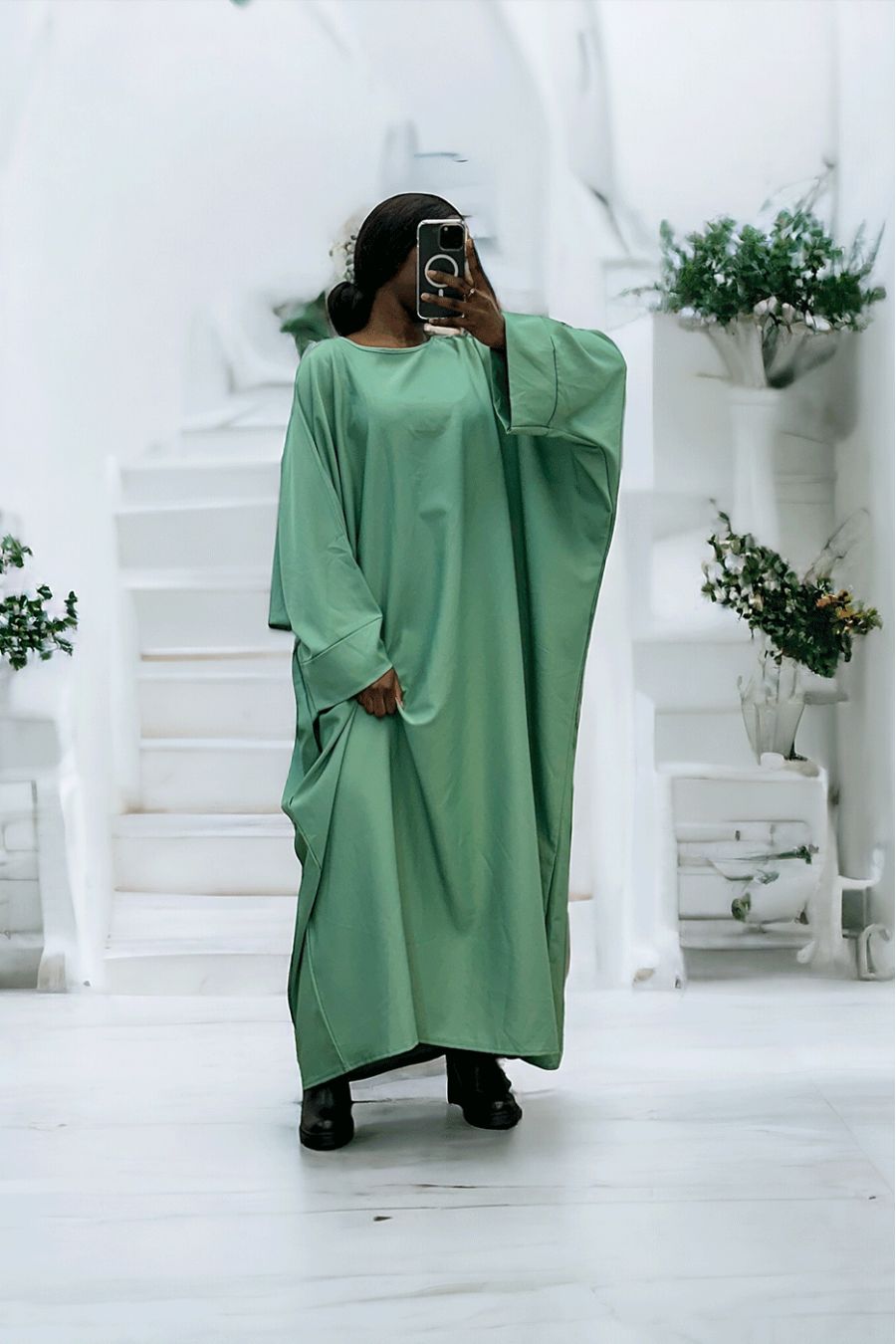 Watergroene abaya overmaat (36-52) kimono snit - 3