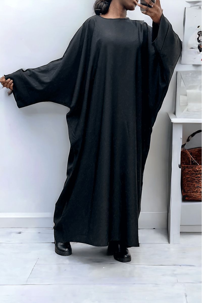 Black abaya over size (36-52) kimono cut - 3