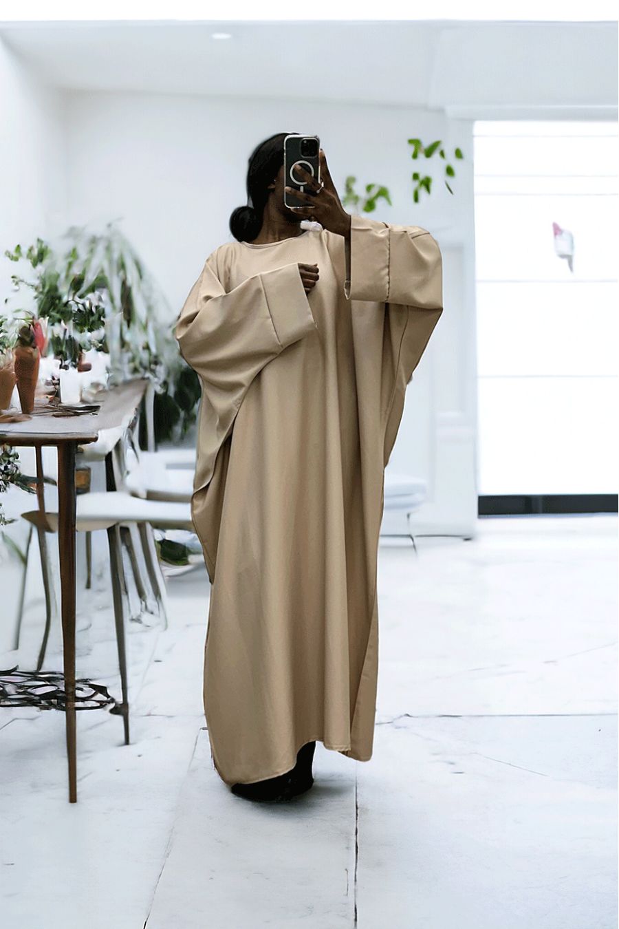 Abaya beige over size (36-52) coupe kimono