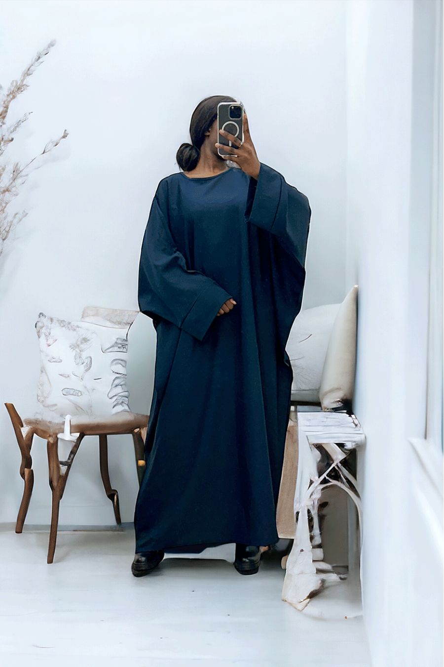 Abaya marine over size (36-52) coupe kimono