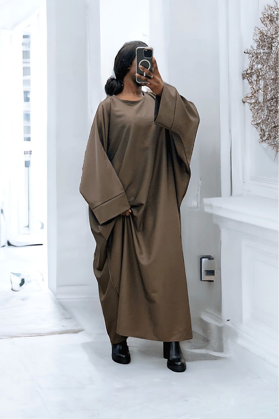 Abaya taupe over size (36-52) coupe kimono - 2