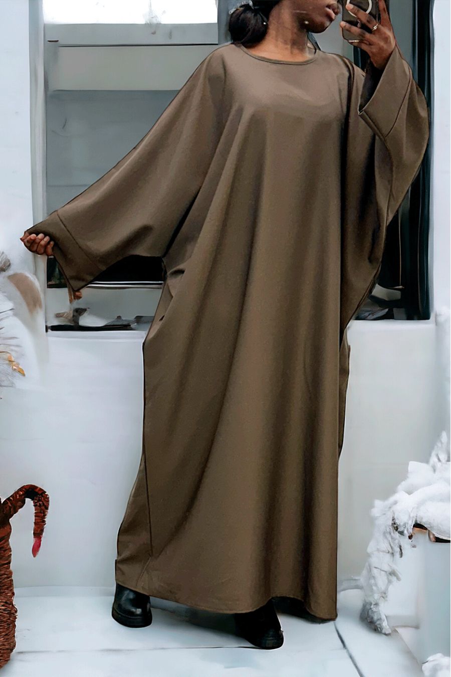 Abaya taupe over size (36-52) kimono cut - 3