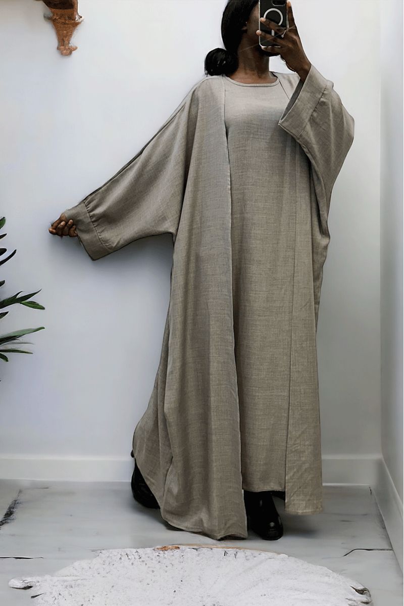 Abaya 2 piece dress and kimono in gray - 2