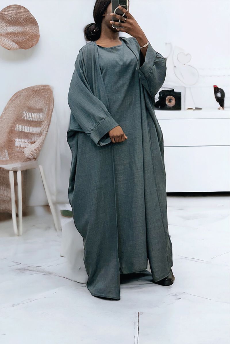 Abaya 2 piece dress and kimono in anthracite - 3