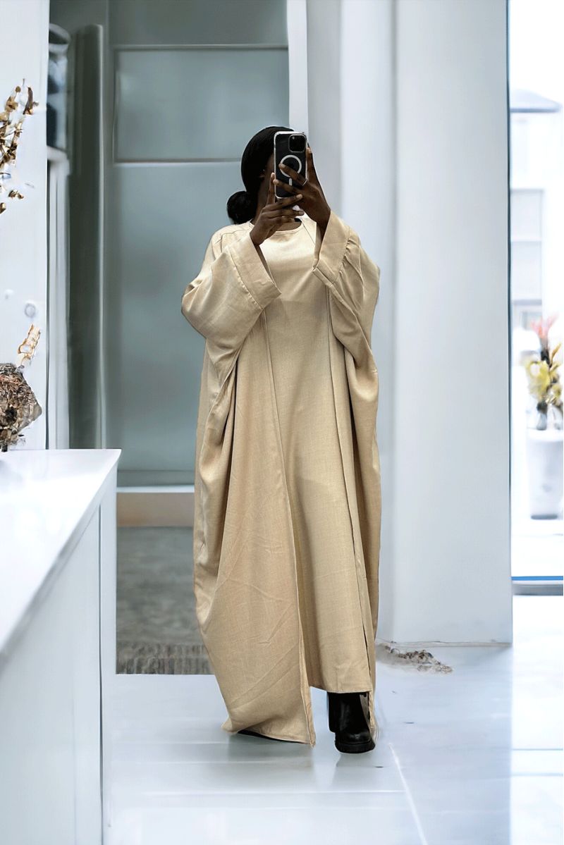 Abaya 2 piece dress and kimono in beige - 2