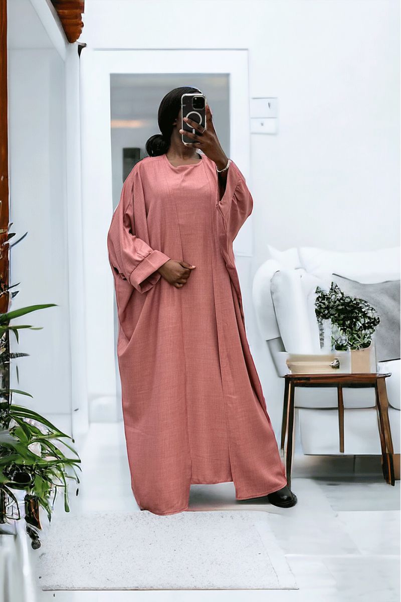 Abaya 2 piece dress and kimono in pink - 2