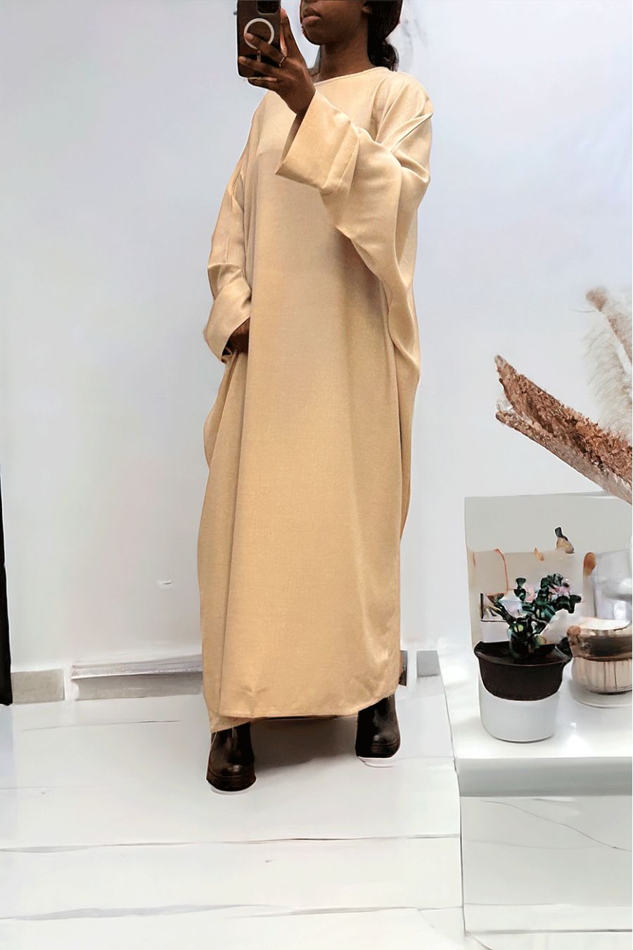 Very loose beige abaya (36-52) kimono cut - 2