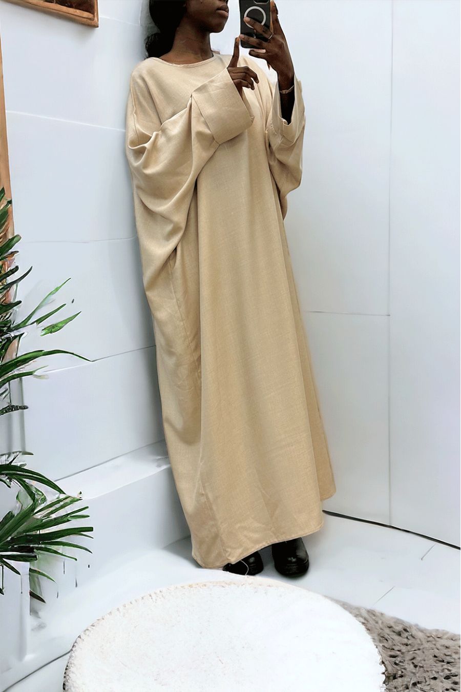 Zeer losse beige abaya (36-52) kimono snit - 3