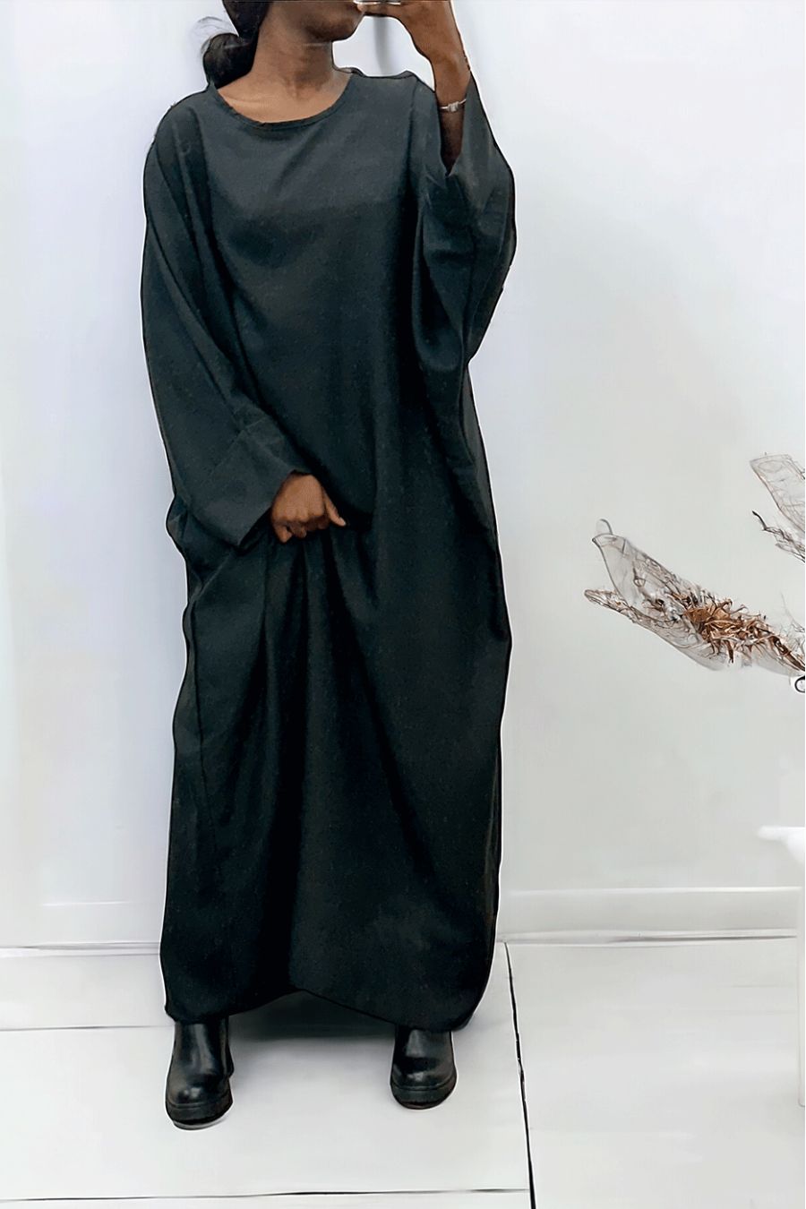 Very loose black abaya (36-52) kimono cut - 2