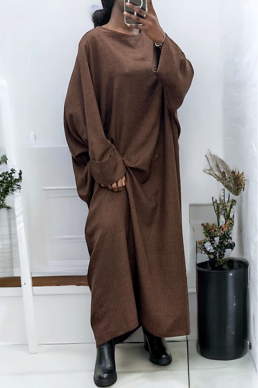 Zeer losse chocolade abaya (36-52) kimono snit - 2
