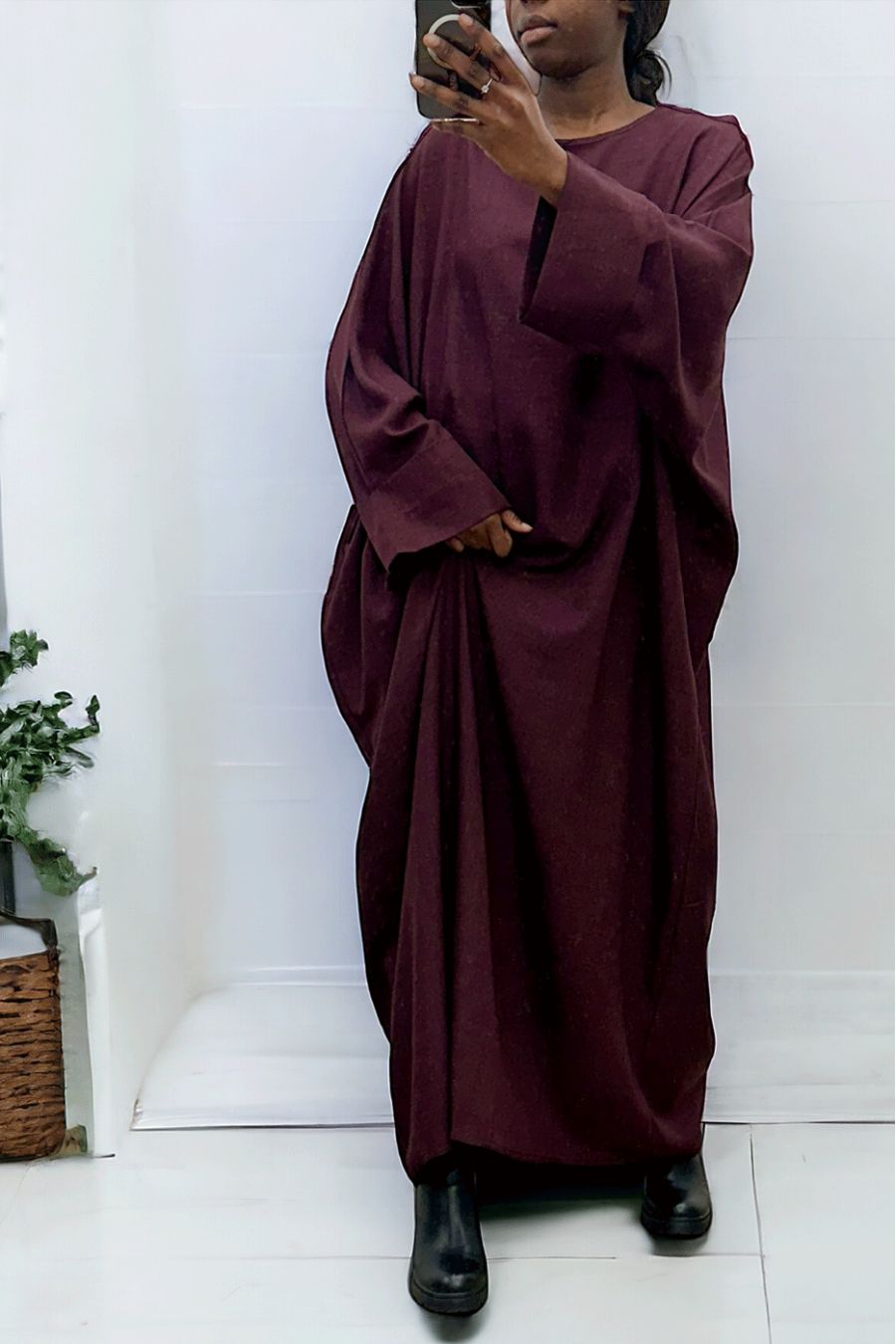 Very loose burgundy abaya (36-52) kimono cut - 2