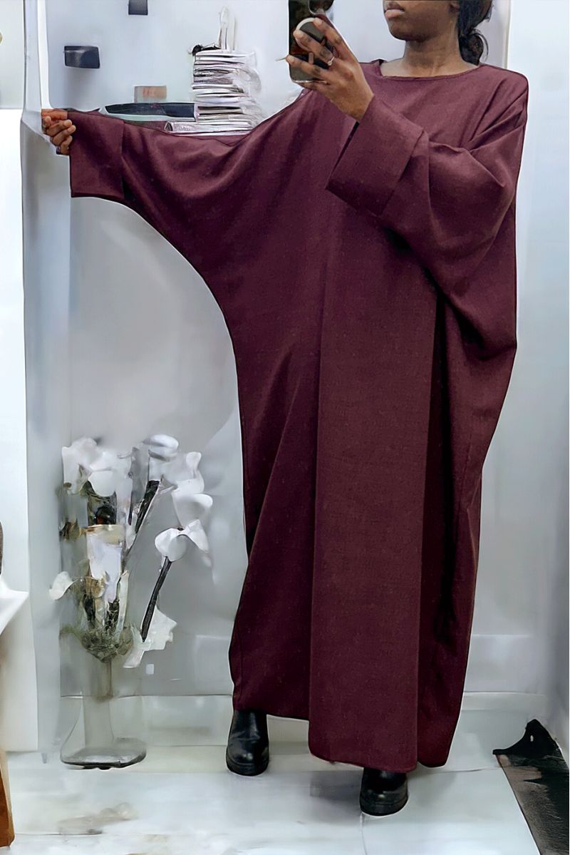 Very loose burgundy abaya (36-52) kimono cut - 3