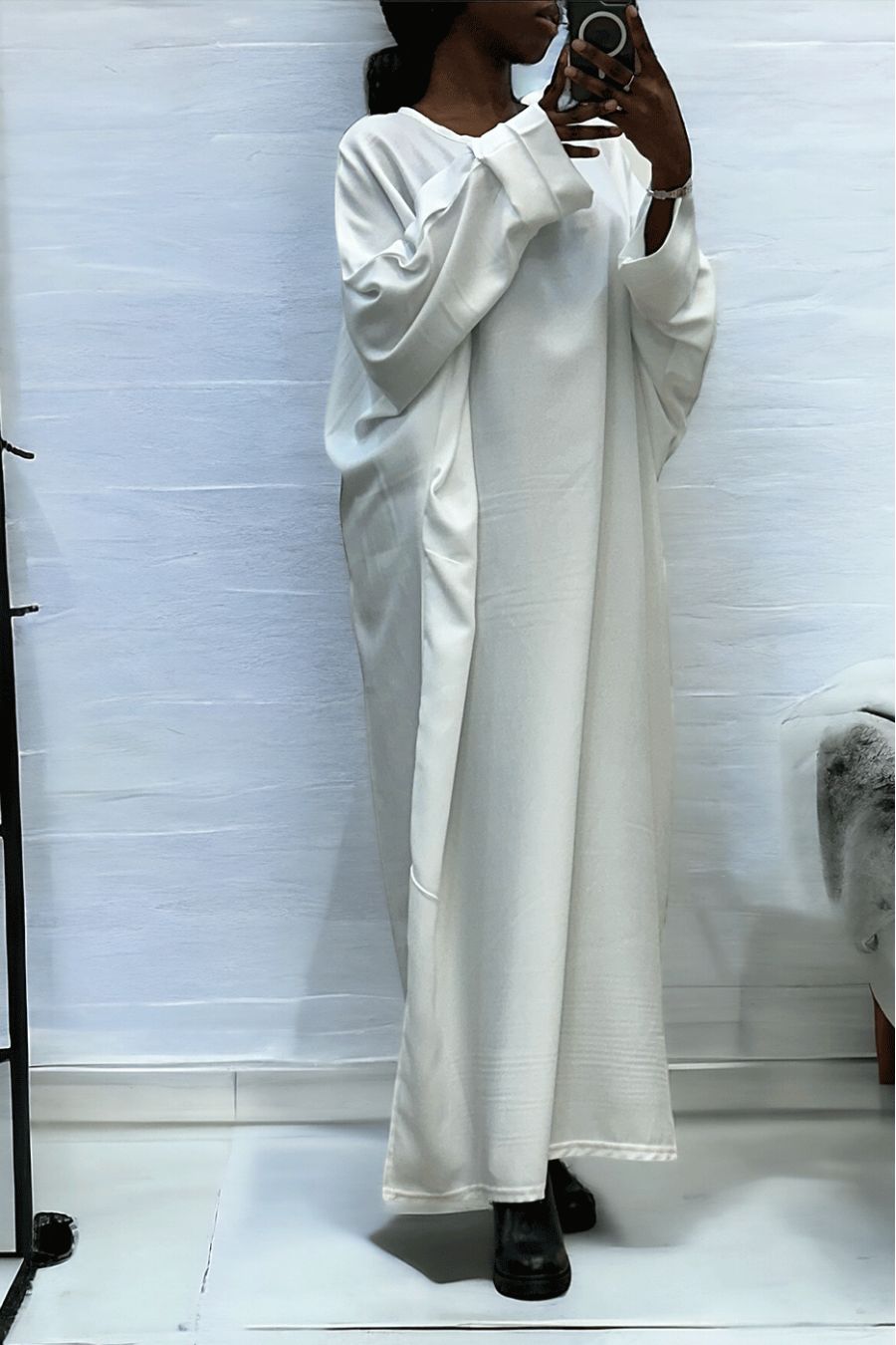 Zeer losse witte abaya (36-52) kimono snit - 2