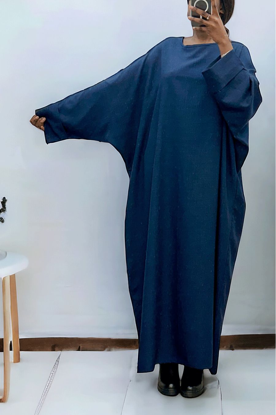 Abaya marine très ample (36-52) coupe kimono