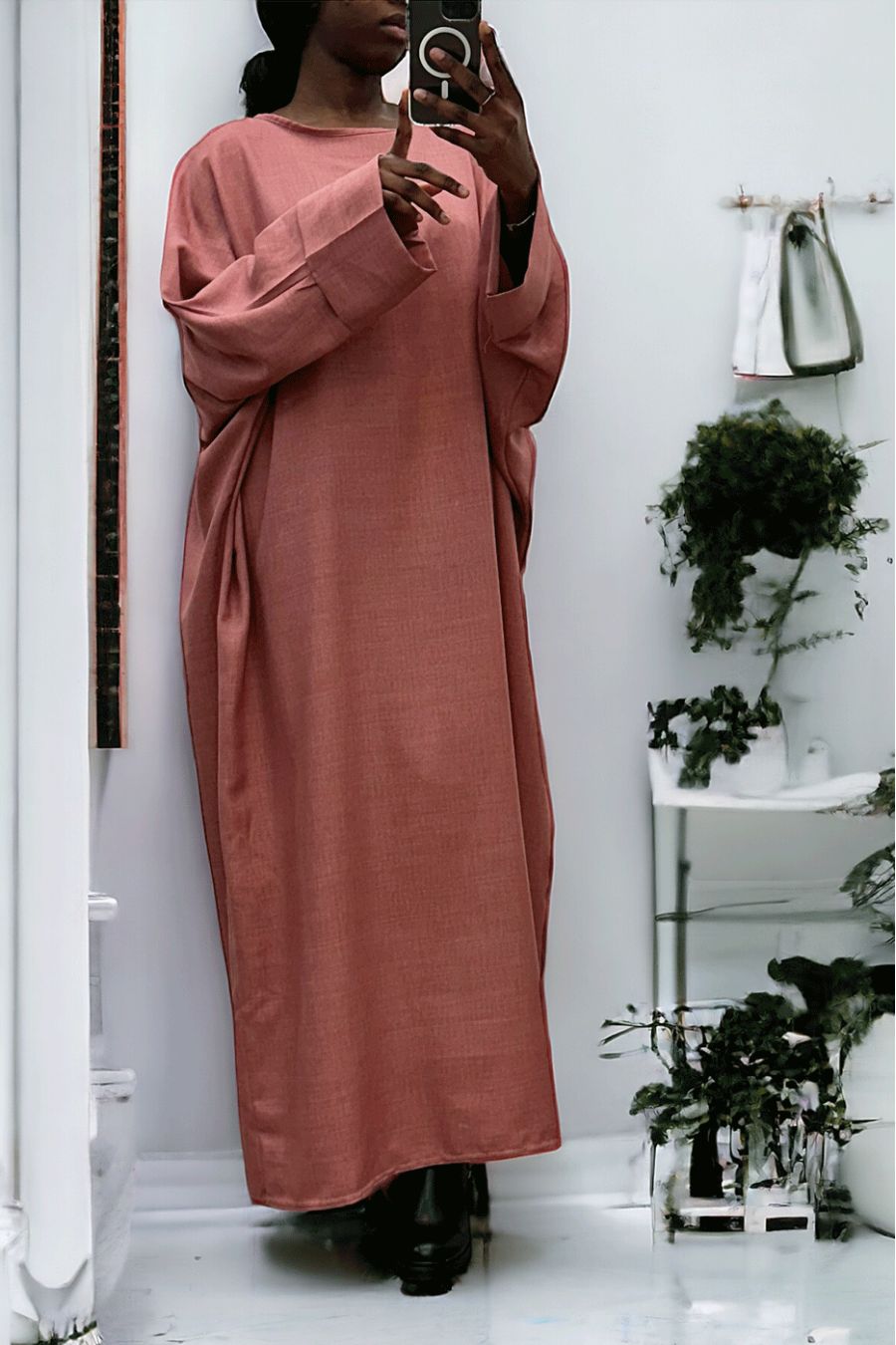 Very loose pink abaya (36-52) kimono cut - 3