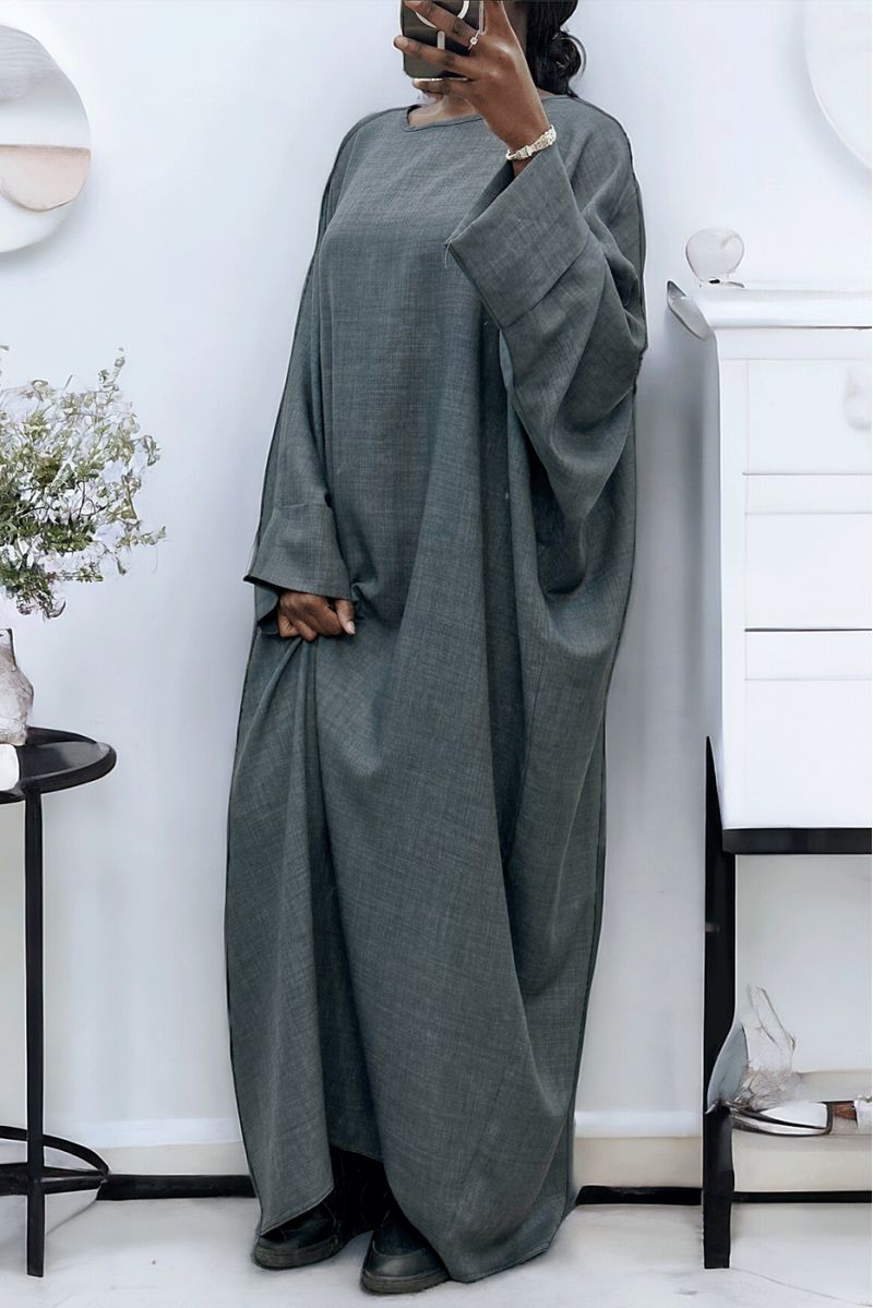 Abaya anthracite très ample (36-52) coupe kimono - 1