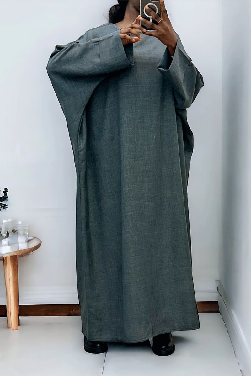 Very loose anthracite abaya (36-52) kimono cut - 2