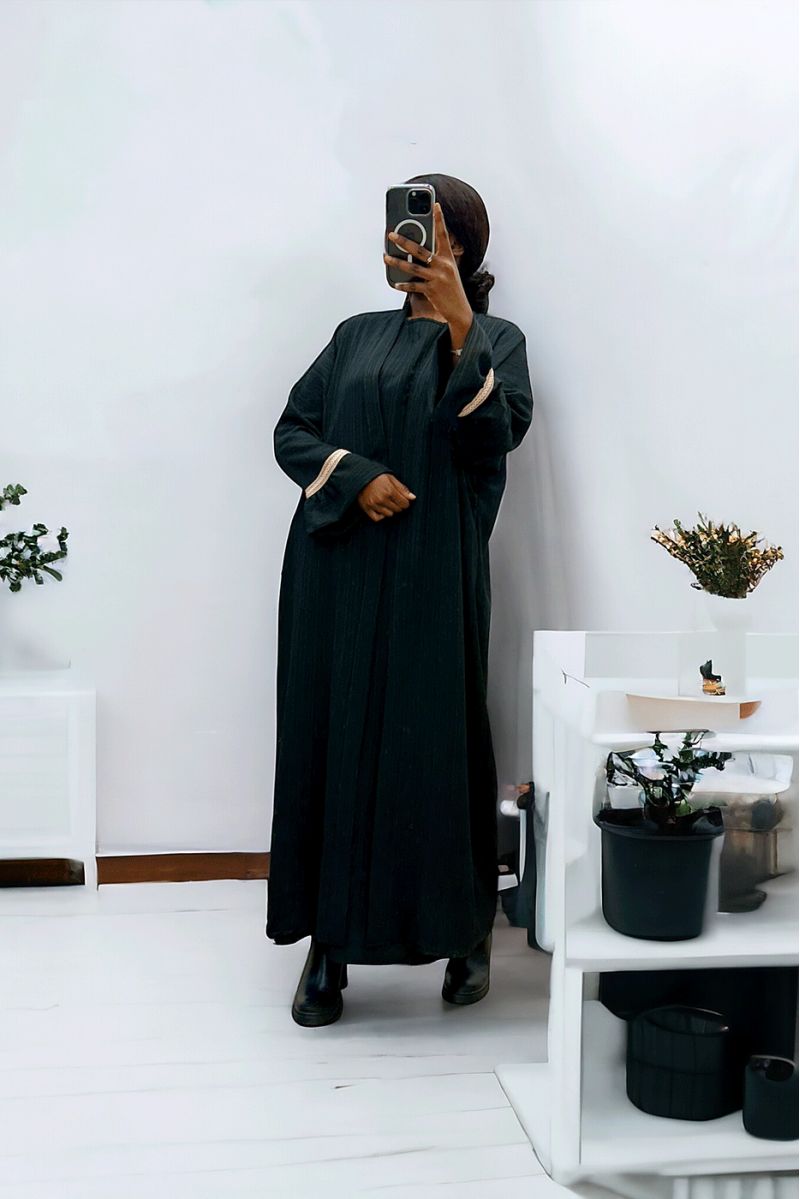 Abaya 2 piece dress and kimono in black - 1